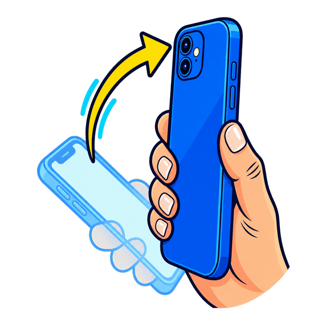 スマートフォンを手前から立ててジャンプする操作図